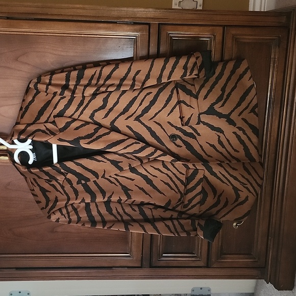 Zara Tiger Print Satin Blazer - Picture 1 of 5